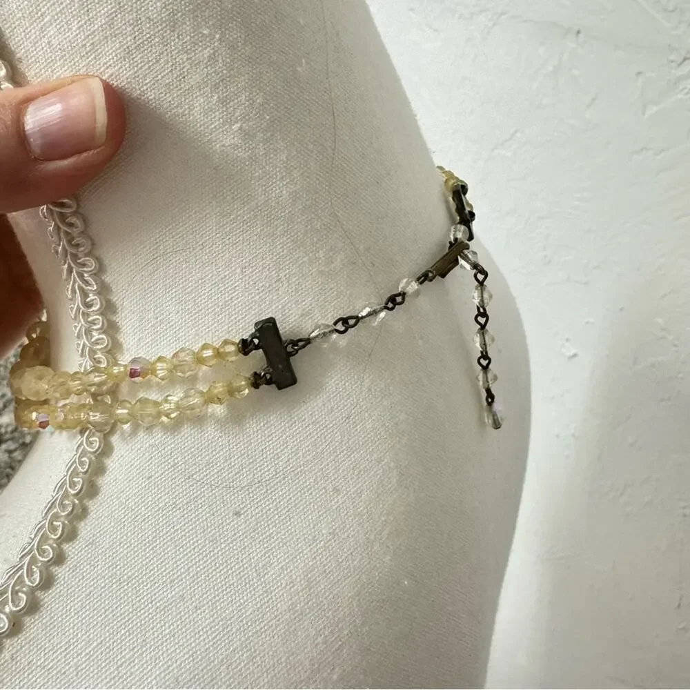 Vintage Australian Crystal Two Strand Aurora Borealis Necklace Estate Jewelry
